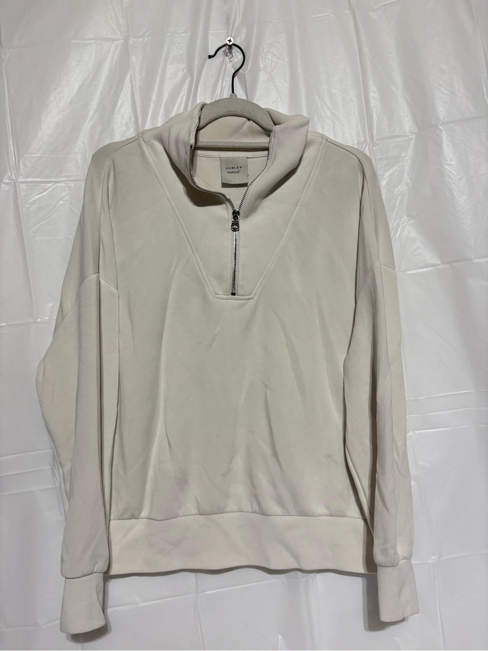 Varley Women's Half-Zip Mock Neck Pullover in Off-White